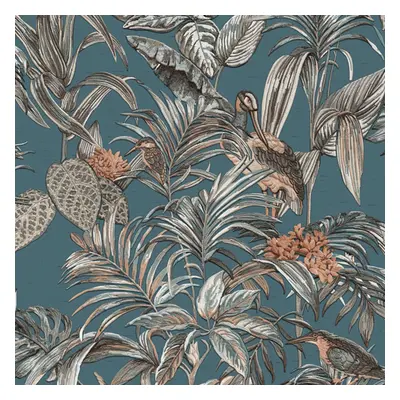 DUTCH WALLCOVERINGS Papel de parede Bird-of-Paradise cor azul