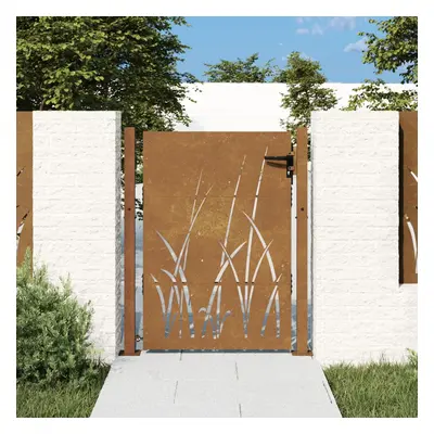 vidaXL Portão de jardim 105x130 cm aço corten design erva