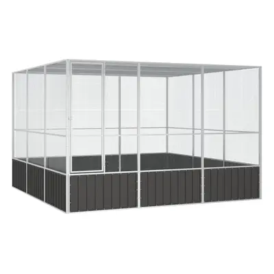 vidaXL Gaiola pássaros 302,5x324,5x211,5 cm aço galvanizado antracite