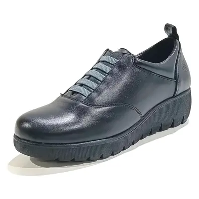 Sapatos de Mulher YOKONO ZAPATO DE PIEL CON CUNA Y PLATAFORMA DE GOMA NEGRO