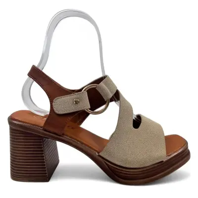 Sandálias de Mulher TIMBOS SANDALIA TACON MADERA MUJER 130051 BEIGE