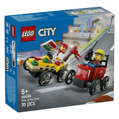 Lego City 60458 - Pacote de carros de corrida Pizza vs. Camião de Bombeiros