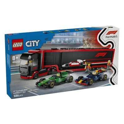 Lego City 60445 - Camião de F1 com carros de F1 RB20 e AMR24