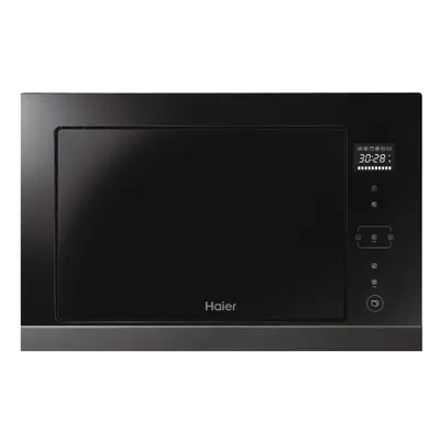 Microondas Integrable - Haier HOR38G5F, Grill, 900 W, 28 Litros, Recetas Automáticas, Negro