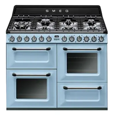 Cocina Gas y Eléctrica - Smeg TR4110AZ, Eficiencia A, 110 cm, 7 fuegos, Azul