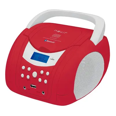 Radio CD - Nevir NVR-483UB,Rojo Blanco, Bluetooth