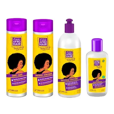 Kit Novex Afro Hair Shampoo 300ml Condicionador 300ml Creme De Pentear 500ml Óleo Capilar 200ml