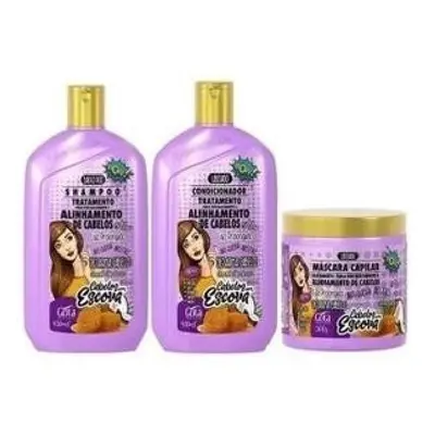 Kit Gota Dourada Alinhamento de Cabelos Shampoo + Condicionador + Máscara 1kg