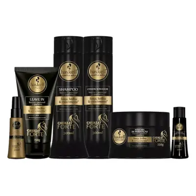 Kit HASKELL Cavalo Forte - Tratamento Completo - Shampoo + Condicionador + Máscara + Leavie-in +