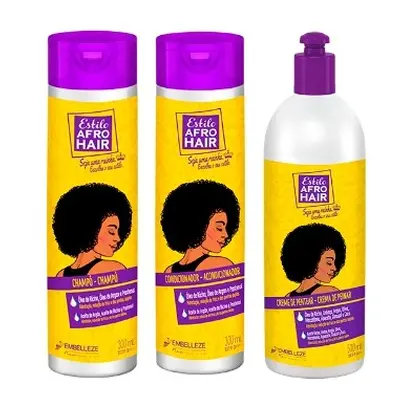 Kit Novex Afro Hair Shampoo 300ml Condicionador 300ml Creme De Pentear 500ml