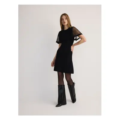 Reserved - Vestido con mangas decorativas - negro