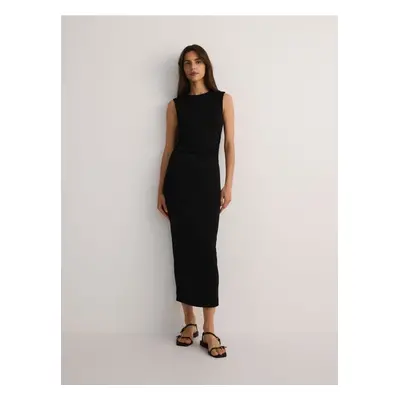 Reserved - Vestido midi de punto en mezcla de viscosa - negro